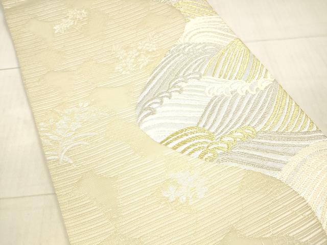平和屋着物＊夏物 六通柄袋帯 流水草葉文 金銀糸 正絹 逸品 DAAX5703cm