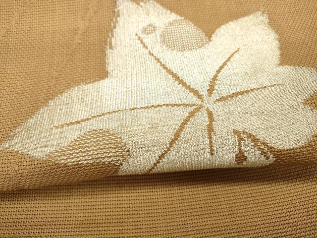 平和屋着物＊夏物 八寸名古屋帯 舞葉文 銀糸 正絹 逸品 DAAX5705cm