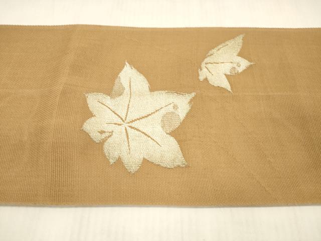 平和屋着物＊夏物 八寸名古屋帯 舞葉文 銀糸 正絹 逸品 DAAX5705cm