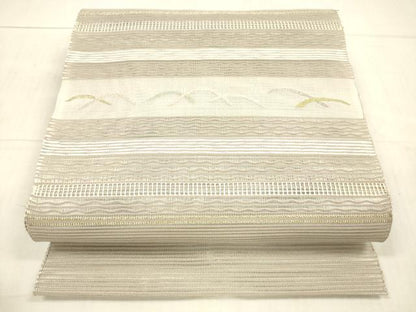 平和屋着物＊夏物 絽綴れ 八寸名古屋帯 横段芝文 金銀糸 正絹 逸品 DAAX5707cm