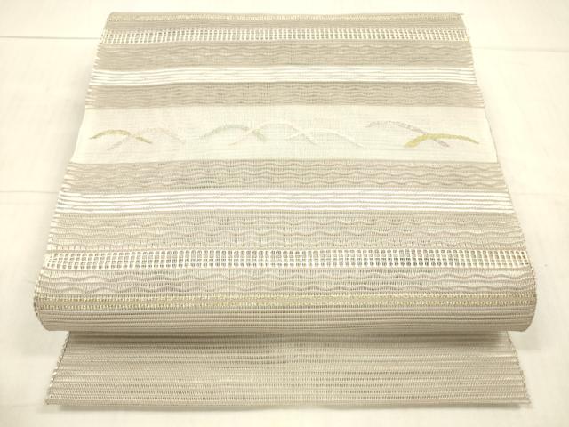 平和屋着物＊夏物 絽綴れ 八寸名古屋帯 横段芝文 金銀糸 正絹 逸品 DAAX5707cm