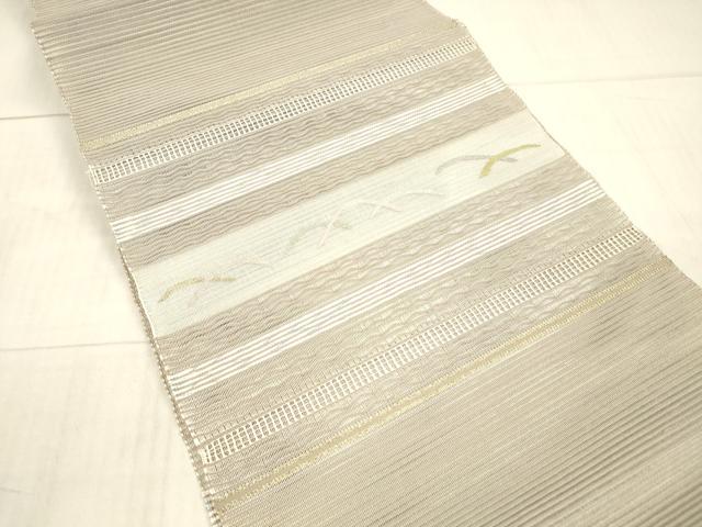 平和屋着物＊夏物 絽綴れ 八寸名古屋帯 横段芝文 金銀糸 正絹 逸品 DAAX5707cm