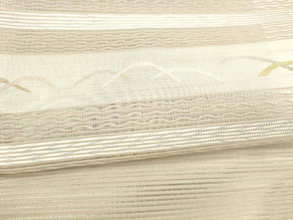 平和屋着物＊夏物 絽綴れ 八寸名古屋帯 横段芝文 金銀糸 正絹 逸品 DAAX5707cm