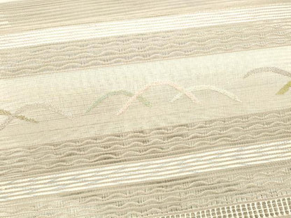 平和屋着物＊夏物 絽綴れ 八寸名古屋帯 横段芝文 金銀糸 正絹 逸品 DAAX5707cm