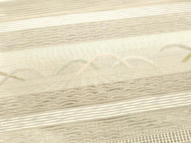 平和屋着物＊夏物 絽綴れ 八寸名古屋帯 横段芝文 金銀糸 正絹 逸品 DAAX5707cm