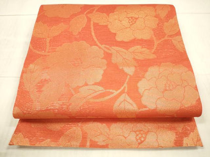 平和屋着物＊夏物 全通柄 本袋帯 草花文 金糸 正絹 逸品 DAAX5710cm