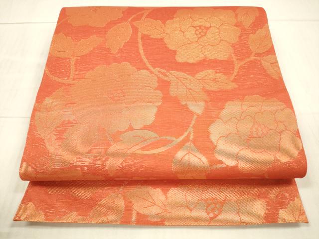 平和屋着物＊夏物 全通柄 本袋帯 草花文 金糸 正絹 逸品 DAAX5710cm