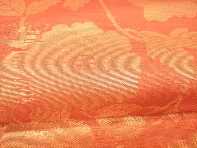 平和屋着物＊夏物 全通柄 本袋帯 草花文 金糸 正絹 逸品 DAAX5710cm