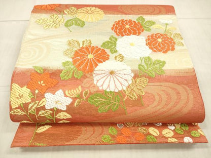 平和屋着物＊夏物 六通柄 本袋帯 唐織 草花文 金銀糸 正絹 逸品 DAAX5711cm