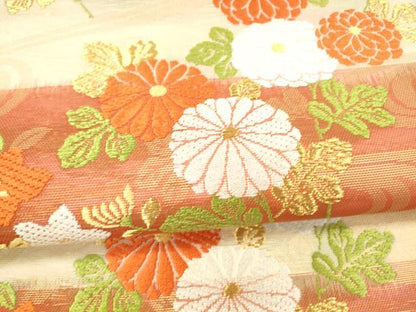 平和屋着物＊夏物 六通柄 本袋帯 唐織 草花文 金銀糸 正絹 逸品 DAAX5711cm