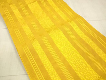 平和屋着物＊夏物 本場筑前博多織 八寸名古屋帯 紗献上 山吹色 正絹 逸品 DAAX5714cm