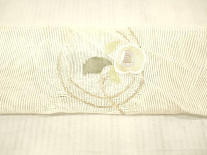平和屋着物＊夏物 絽綴れ 八寸名古屋帯 枝花文 金糸 正絹 逸品 DAAX5715cm