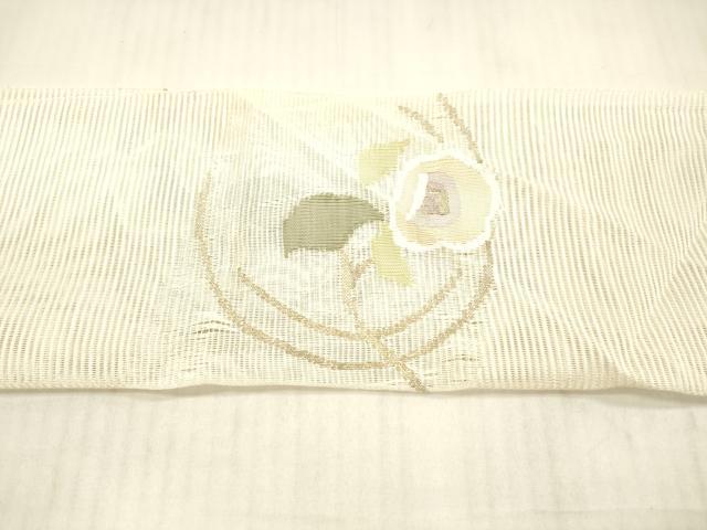 平和屋着物＊夏物 絽綴れ 八寸名古屋帯 枝花文 金糸 正絹 逸品 DAAX5715cm