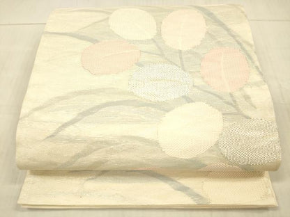 平和屋着物＊夏物 六通柄袋帯 草葉文 銀糸 正絹 逸品 DAAX5718cm