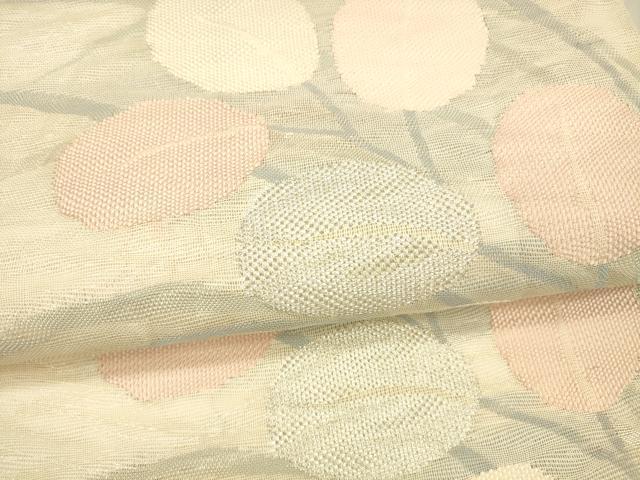 平和屋着物＊夏物 六通柄袋帯 草葉文 銀糸 正絹 逸品 DAAX5718cm