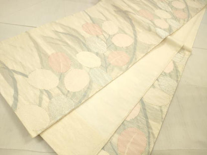 平和屋着物＊夏物 六通柄袋帯 草葉文 銀糸 正絹 逸品 DAAX5718cm