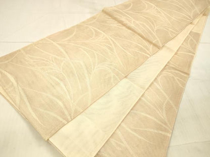 平和屋着物＊夏物 六通柄袋帯 草葉文 銀糸 三越扱い 正絹 逸品 DAAX5722cm