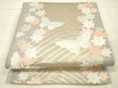 平和屋着物＊夏物 六通柄袋帯 舞蝶竜田川 金銀糸 正絹 逸品 DAAX5723cm