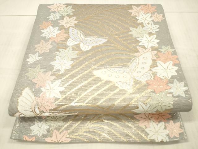 平和屋着物＊夏物 六通柄袋帯 舞蝶竜田川 金銀糸 正絹 逸品 DAAX5723cm