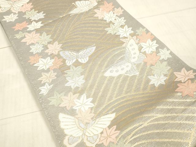 平和屋着物＊夏物 六通柄袋帯 舞蝶竜田川 金銀糸 正絹 逸品 DAAX5723cm