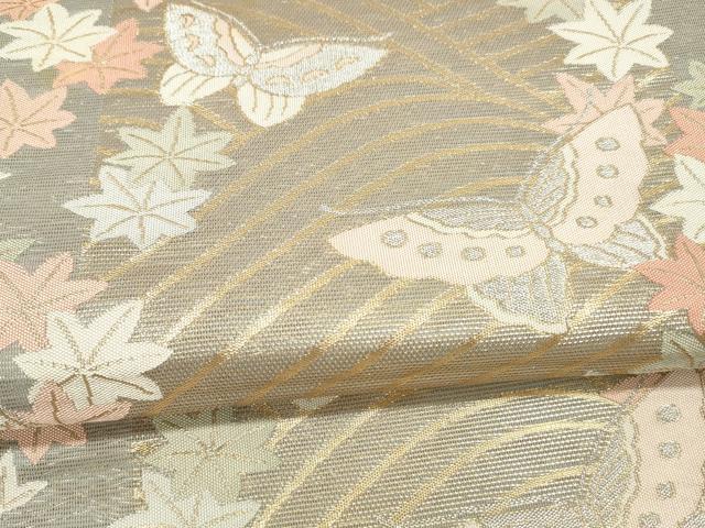 平和屋着物＊夏物 六通柄袋帯 舞蝶竜田川 金銀糸 正絹 逸品 DAAX5723cm