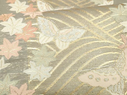 平和屋着物＊夏物 六通柄袋帯 舞蝶竜田川 金銀糸 正絹 逸品 DAAX5723cm