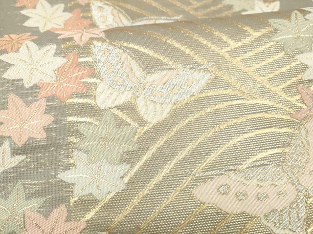 平和屋着物＊夏物 六通柄袋帯 舞蝶竜田川 金銀糸 正絹 逸品 DAAX5723cm