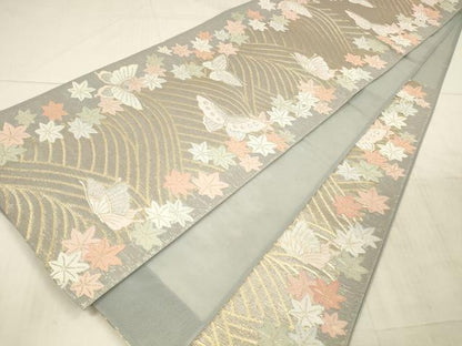 平和屋着物＊夏物 六通柄袋帯 舞蝶竜田川 金銀糸 正絹 逸品 DAAX5723cm