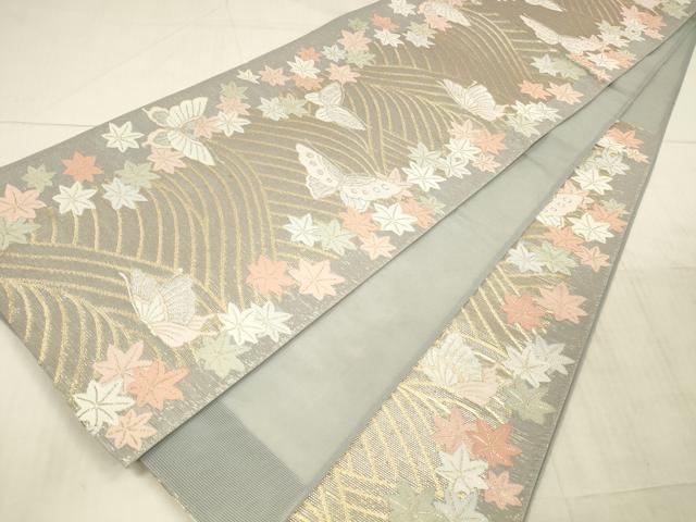 平和屋着物＊夏物 六通柄袋帯 舞蝶竜田川 金銀糸 正絹 逸品 DAAX5723cm