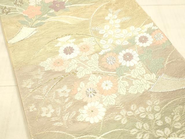 平和屋着物＊夏物 六通柄袋帯 唐織 草花文 金銀糸 正絹 逸品 DAAX5724cm