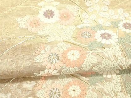 平和屋着物＊夏物 六通柄袋帯 唐織 草花文 金銀糸 正絹 逸品 DAAX5724cm