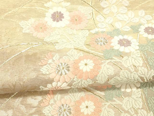 平和屋着物＊夏物 六通柄袋帯 唐織 草花文 金銀糸 正絹 逸品 DAAX5724cm