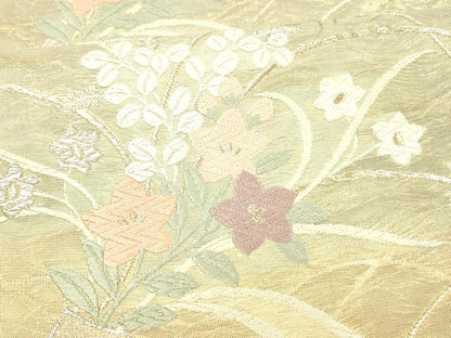 平和屋着物＊夏物 六通柄袋帯 唐織 草花文 金銀糸 正絹 逸品 DAAX5724cm