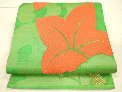 平和屋着物＊夏物 六通柄 本袋帯 唐織 竜田川 金糸 正絹 逸品 DAAX5725cm