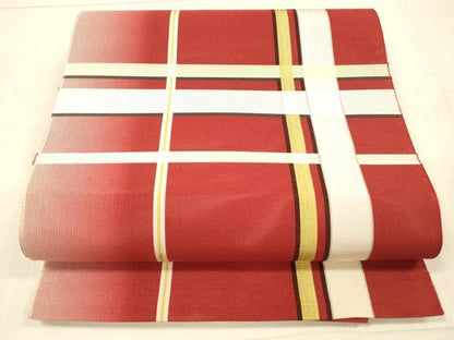 平和屋着物＊夏物 本場筑前博多織 八寸名古屋帯 格子 正絹 逸品 DAAX5727cm