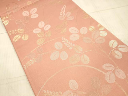 平和屋着物＊夏物 六通柄袋帯 草葉文 金銀糸 正絹 逸品 DAAX5728cm