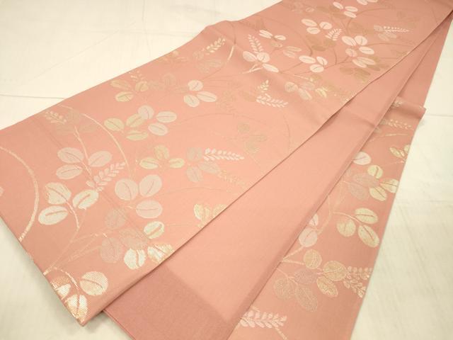 平和屋着物＊夏物 六通柄袋帯 草葉文 金銀糸 正絹 逸品 DAAX5728cm