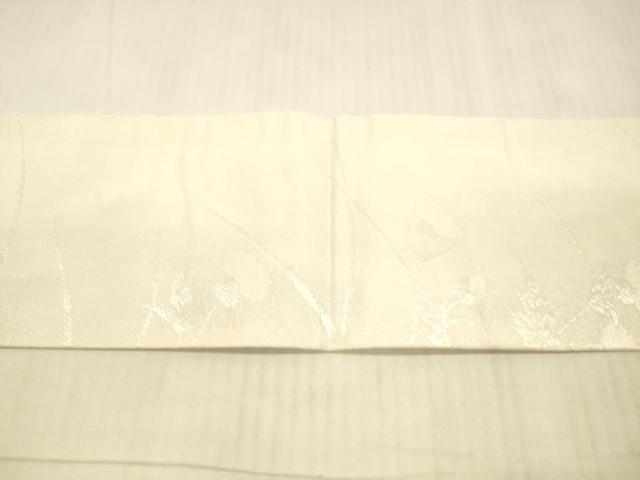 平和屋着物＊夏物 九寸名古屋帯 草花文 銀糸 正絹 逸品 DAAX5730cm
