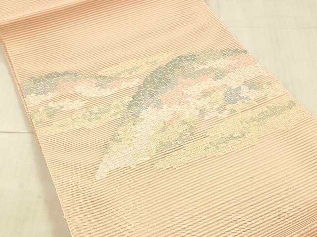 平和屋着物＊夏物 絽綴れ 八寸名古屋帯 遠山文 銀糸 正絹 逸品 DAAX5731cm
