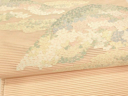 平和屋着物＊夏物 絽綴れ 八寸名古屋帯 遠山文 銀糸 正絹 逸品 DAAX5731cm