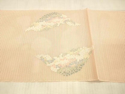 平和屋着物＊夏物 絽綴れ 八寸名古屋帯 遠山文 銀糸 正絹 逸品 DAAX5731cm
