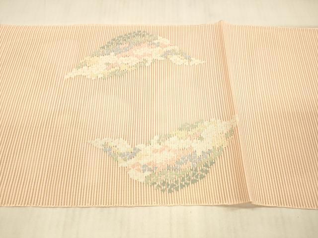平和屋着物＊夏物 絽綴れ 八寸名古屋帯 遠山文 銀糸 正絹 逸品 DAAX5731cm