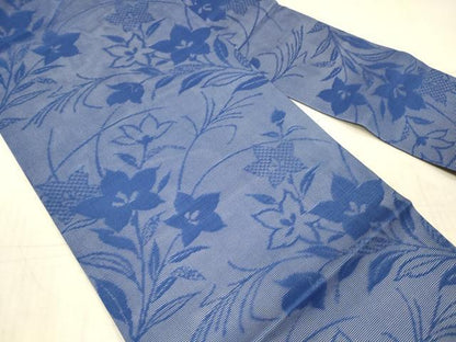 平和屋着物＊夏物 九寸名古屋帯 草花文 紺色 正絹 逸品 DAAX5735cm