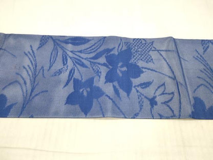 平和屋着物＊夏物 九寸名古屋帯 草花文 紺色 正絹 逸品 DAAX5735cm