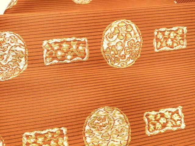 平和屋着物＊夏物 九寸名古屋帯 草花文 金糸 正絹 逸品 DAAX5740cm