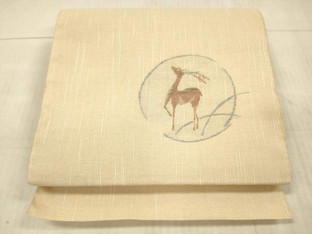平和屋着物＊夏物 八寸名古屋帯 鹿 金糸 DAAX5742cm