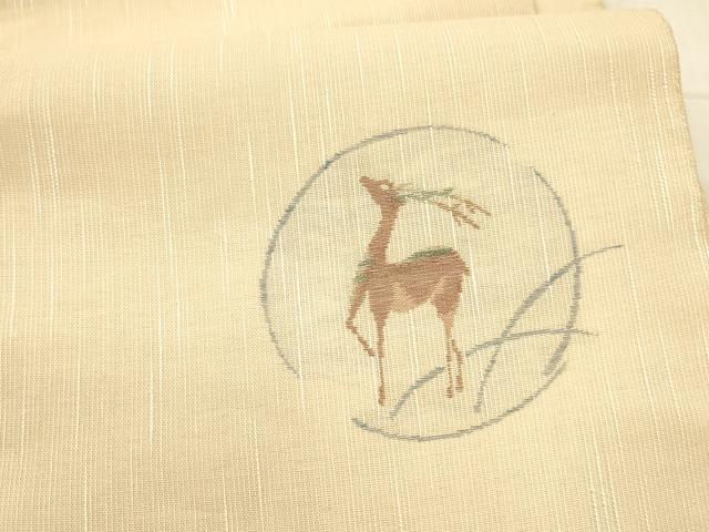 平和屋着物＊夏物 八寸名古屋帯 鹿 金糸 DAAX5742cm