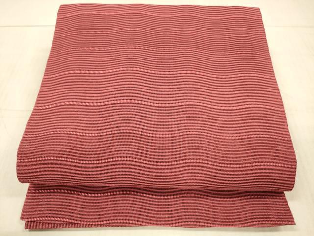 平和屋着物＊夏物 絽綴れ 八寸名古屋帯 横段文 今様色 正絹 逸品 DAAX5746cm