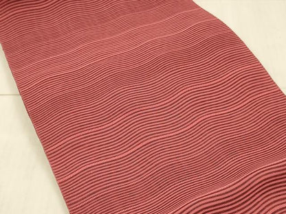 平和屋着物＊夏物 絽綴れ 八寸名古屋帯 横段文 今様色 正絹 逸品 DAAX5746cm