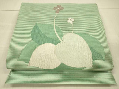 平和屋着物＊夏物 絽綴れ 八寸名古屋帯 草花文 銀糸 正絹 逸品 DAAX5749cm